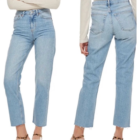 Topshop Women's Straight Light Wash Jeans - Picture 1 of 7
